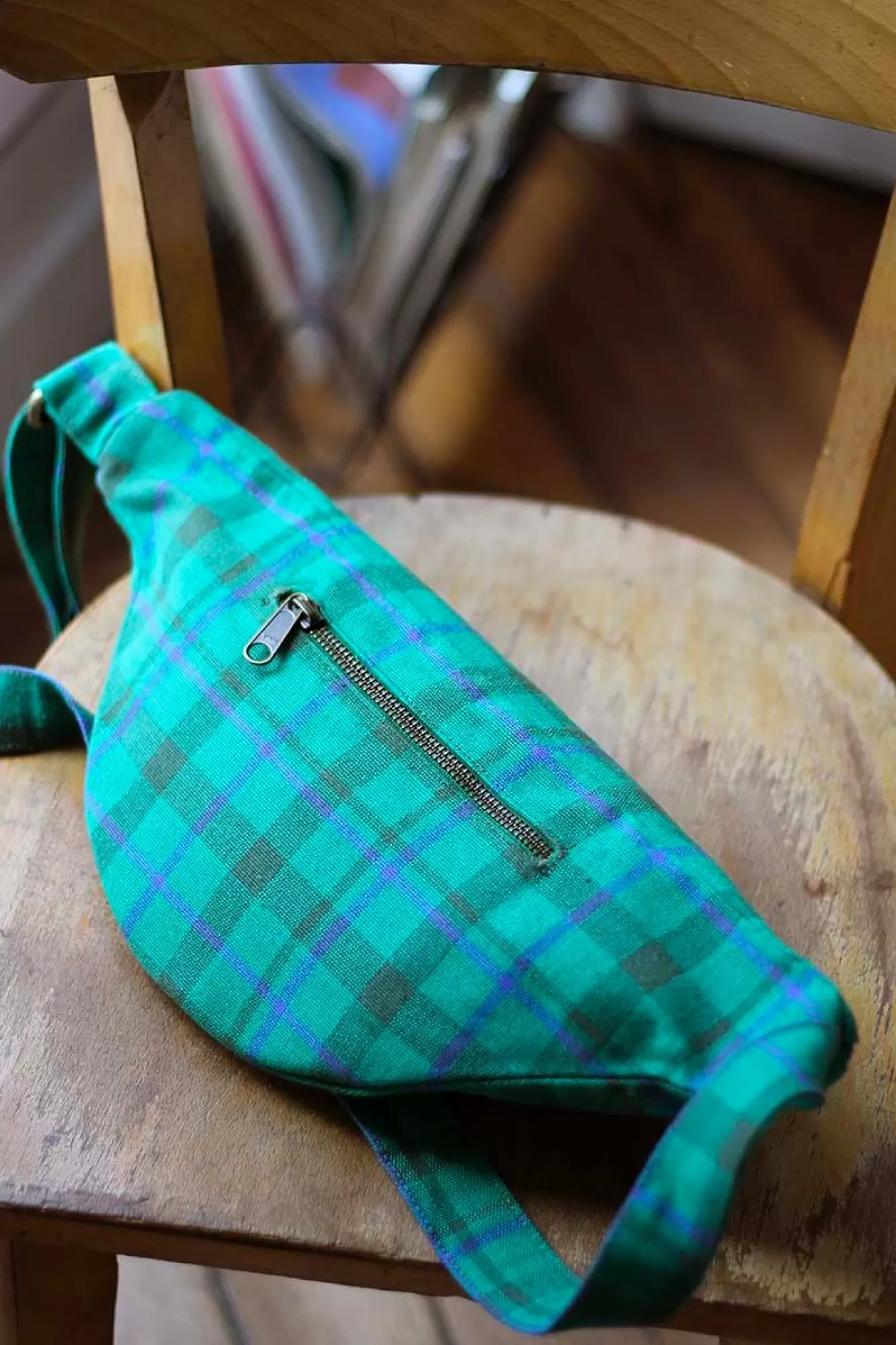 Sac Banane L Sasha Tartan Vert Garden<Hindbag Online