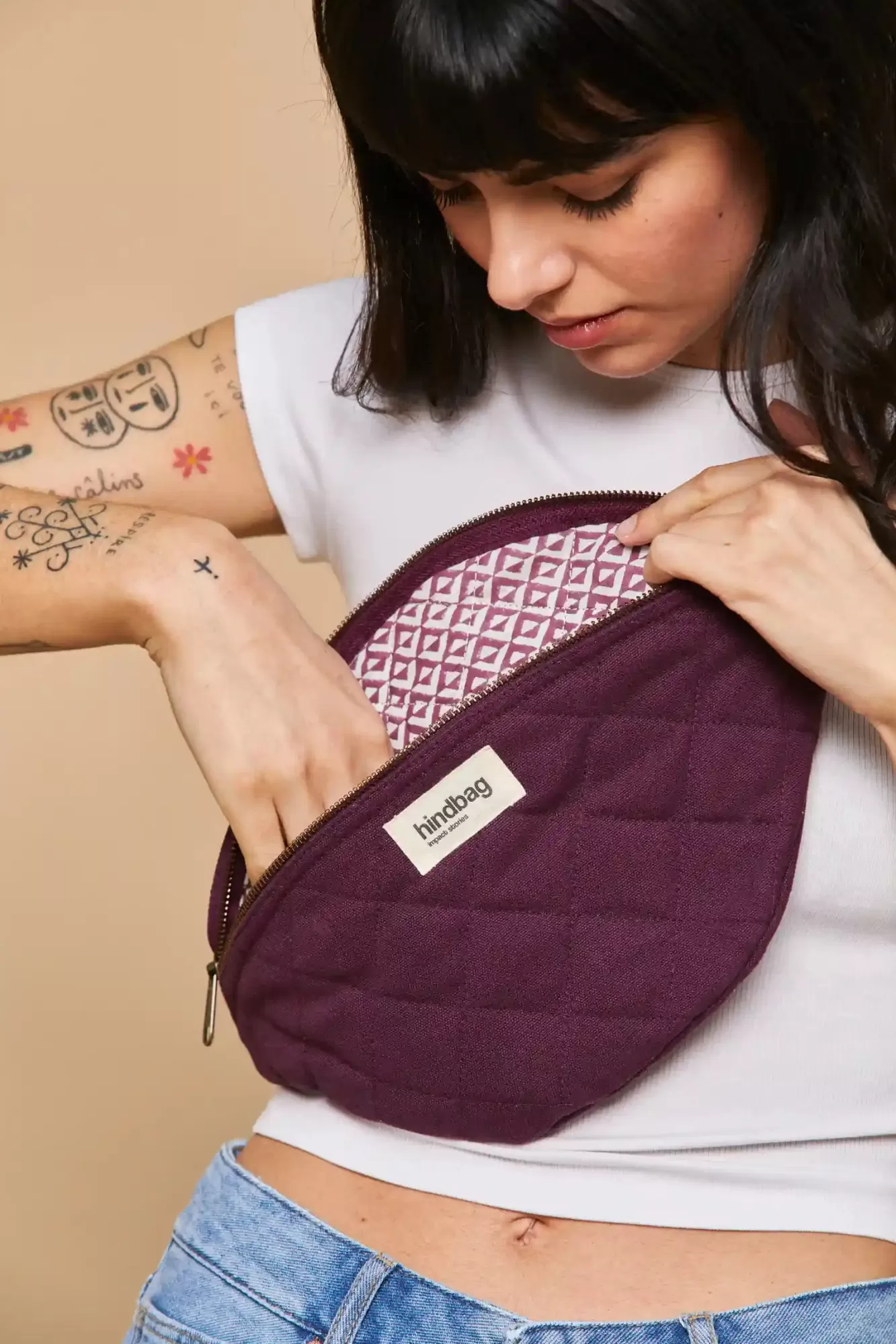 Sac Banane Matelasse Olivia Prune<Hindbag Best Sale