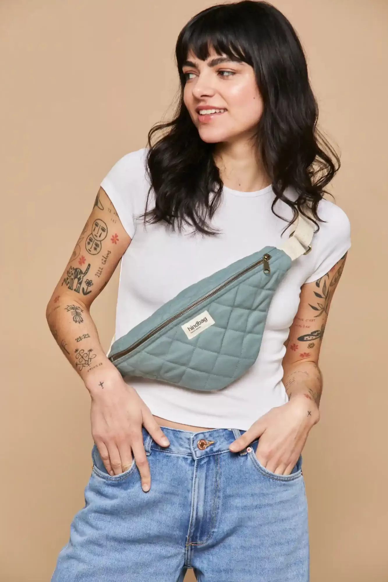 Sac Banane Matelasse Olivia Sauge<Hindbag Sale