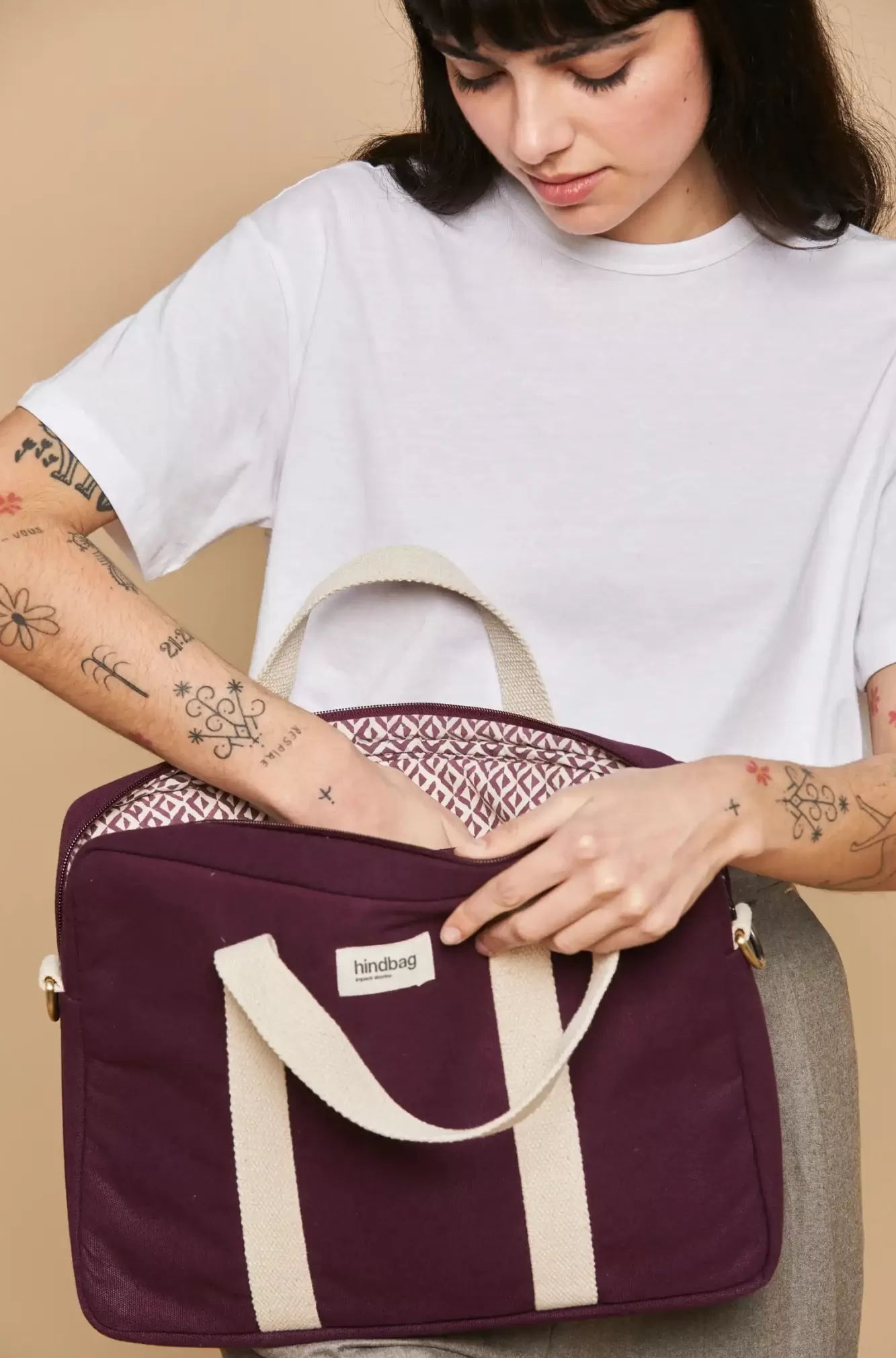 Sac Ordinateur Pierre Prune<Hindbag Fashion